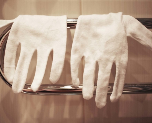 reusable white cloth gloves