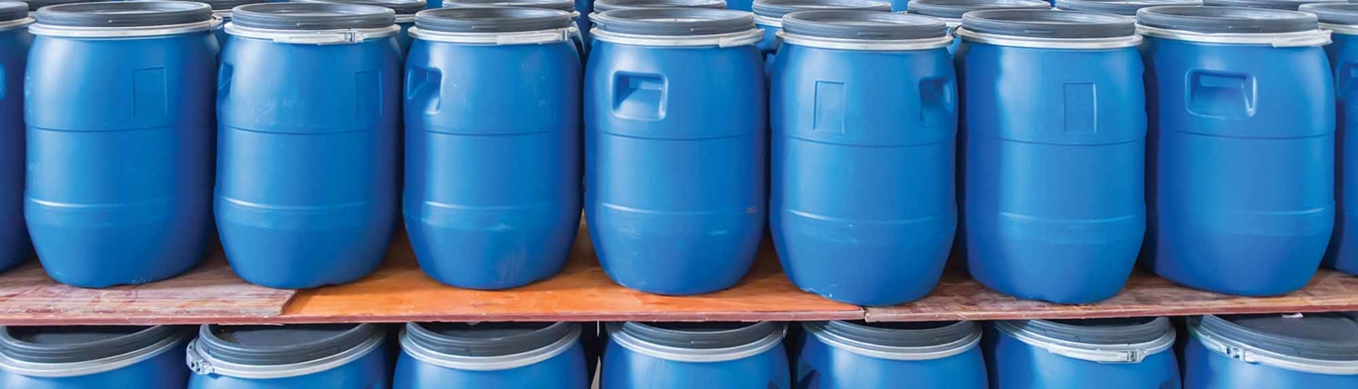 blue containers for water